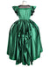 Ensemble de costumes en satin vert inspiré de Mercredi Addams des années 1950