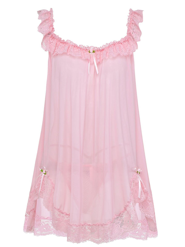 Nuisette babydoll en tulle transparent violette années 1950