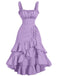 Robe à bretelles froncées et ourlet à volants années 1950