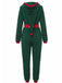 Combinaison pyjama de Noël verte en sherpa à capuche années 1970