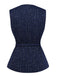 Gilet en tweed uni à boutons et ceinture années 1960
