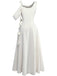Robe midi asymétrique drapée à une épaule des années 1980