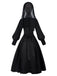 Robe noire style nonne avec collier croisé des années 1940