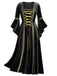 Robe Renaissance médiévale en velours à bordure dorée des années 1930