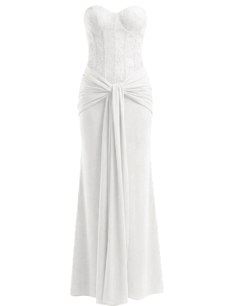 Robe longue bustier à lacets unie années 1930