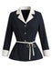 [Prévente] 2PCS Ensemble Veste à Revers avec Ceinture et Jupe Sirène à Ourlet en Tulle Années 1960 - 5
