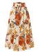 Jupe à volants style bohème à fleurs et nœud des années 1970