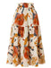 Jupe à volants style bohème à fleurs et nœud des années 1970