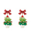 Boucles d'oreilles pendantes vintage sapin de Noël et nœud