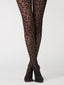 Collants noire à imprimé léopard