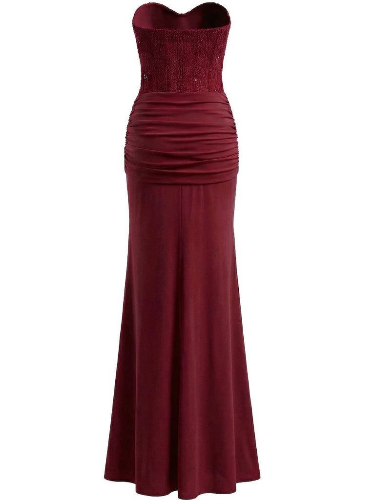 Robe longue bustier à lacets unie années 1930