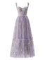 Robe Violet en maille florale à lacets et baleines des années 1930