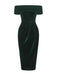 Robe mi-longue à épaules dénudées en velours uni des années 1980
