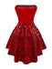 Robe et cape en velours rouge en dentelle et paillettes années 1980