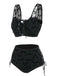 Ensemble bikini gothique en maille chauve-souris noire années 1980