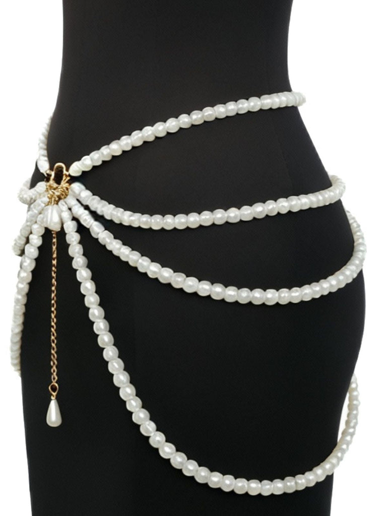 Chaîne de taille avec pendentif en forme de larme et perles multicouches