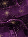 Robe à volants en velours col en V et étoiles violet des années 40