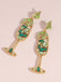 Boucles d'oreilles en forme de verre à champagne perles et pierres précieuses