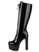 Bottes à talons aiguilles en cuir verni