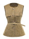 Gilet en tweed uni à boutons et ceinture années 1960