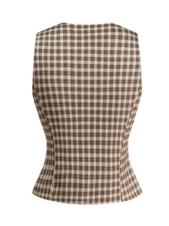 Gilet marron à carreaux vichy des années 1930