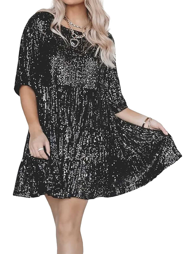 Robe babydoll paillettes et volants années 1960