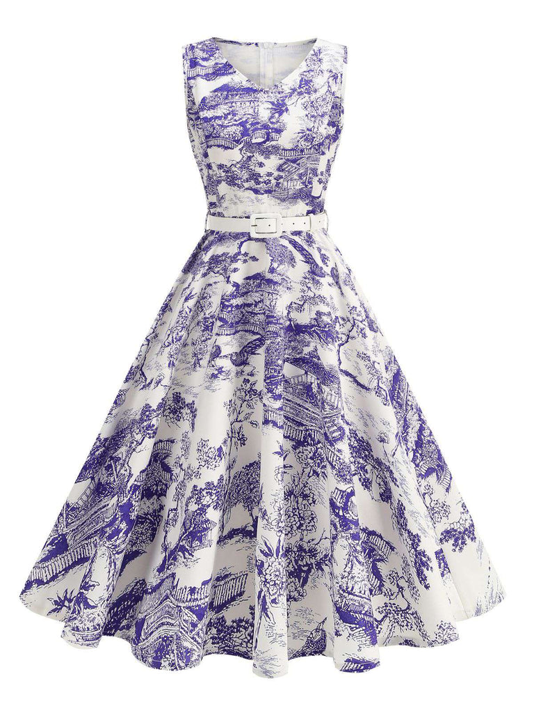 Robe sans manches avec ceinture des années 1950