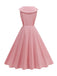 Robe rose sans manches col marin et nœud papillon années 1950
