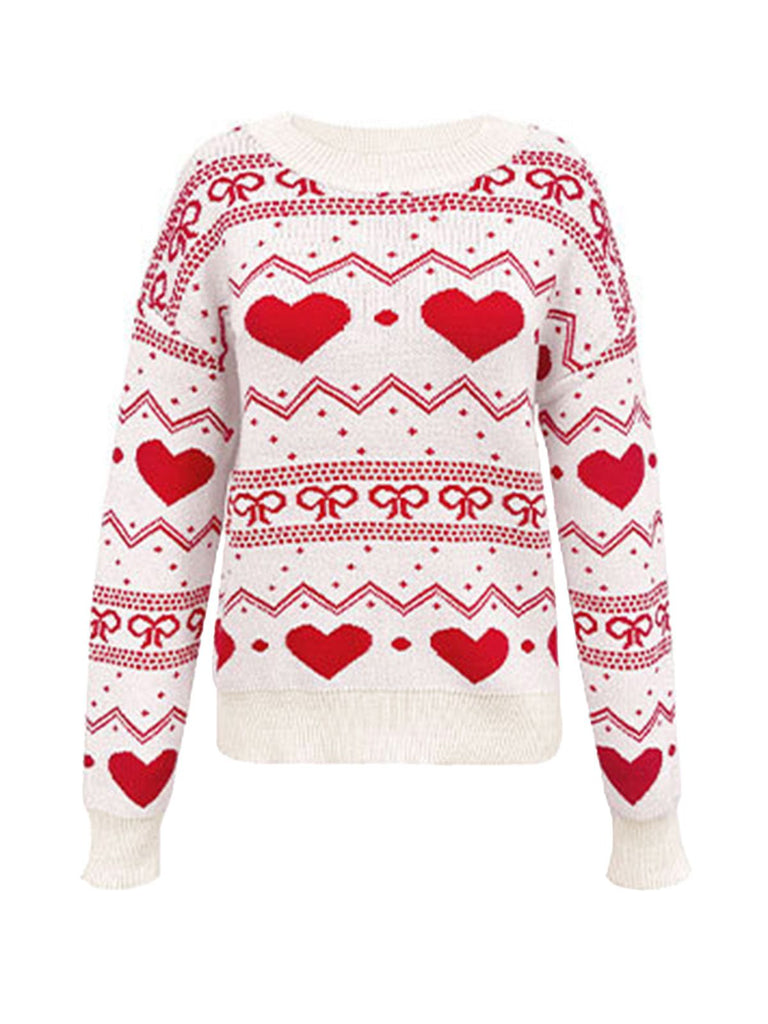 Pull de Saint-Valentin à motif cœur des années 1980