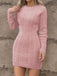 Robe moulante manches longues en maille torsadée des années 1960