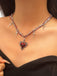 Collier croix cœur vin rouge vintage