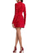 Robe col roulé mi-long en dentelle florale floquée années 1960