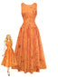 Robe Orange Coton Sans Manches Imprimée Ajustée Années 1930
