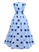 Robe Bleue Pois Sans Bretelles Plissée Années 1940