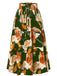 Jupe à volants style bohème à fleurs et nœud des années 1970