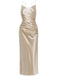 Robe nuisette en satin bretelles croisées dans le dos champagne années 1930