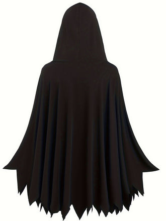 Cape à capuche imprimée squelette Halloween années 1970
