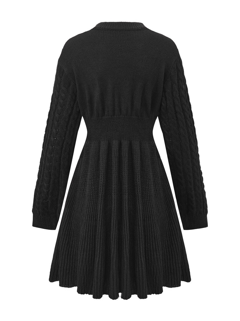 Robe pull manches lanternes en maille unie des années 1940