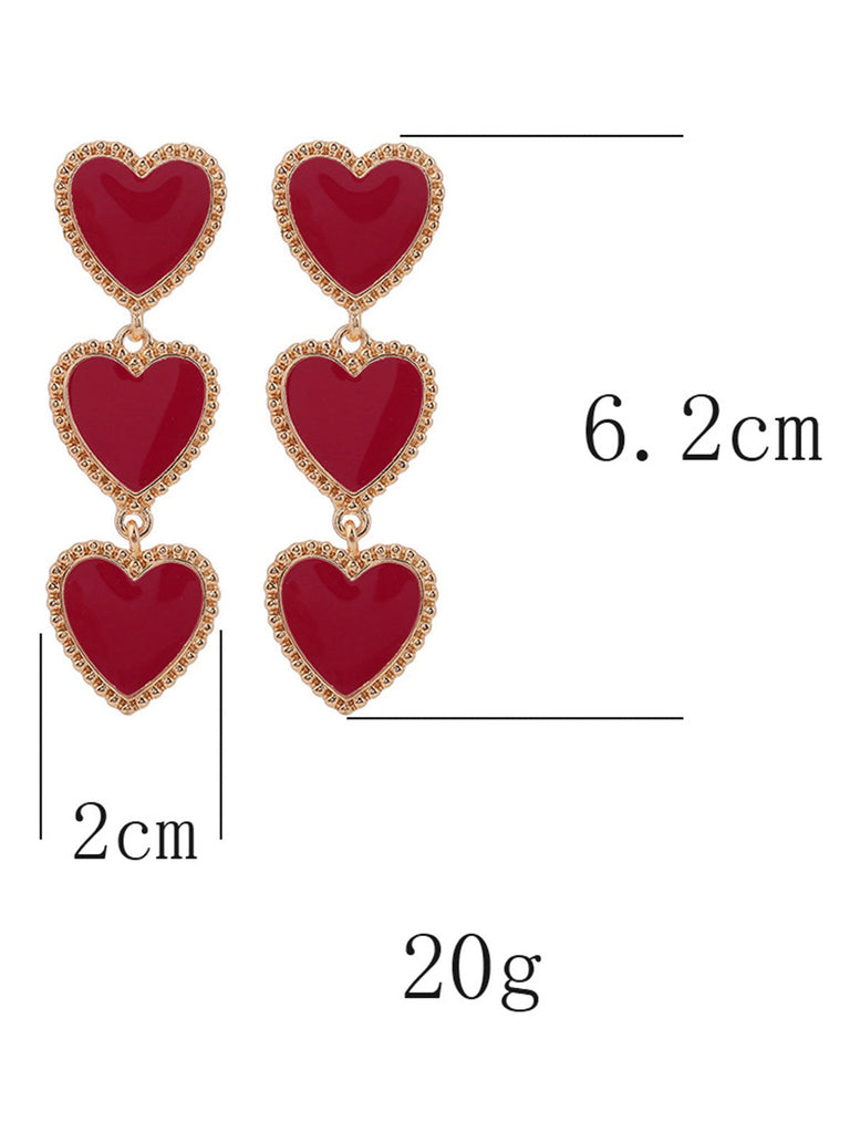 Boucles d'oreilles pendantes triple cœur pour la Saint-Valentin