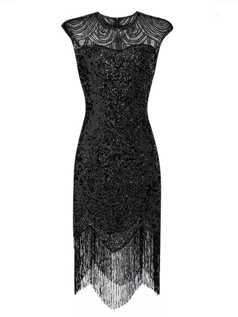 Robe de soirée à paillettes et franges des années 1920