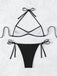 Ensemble bikini froncé à lacets style années 60