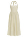 Robe à col licou unie à bretelles larges années 1940