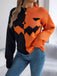 Pull en tricot colorblock à motif citrouille Halloween années 1940
