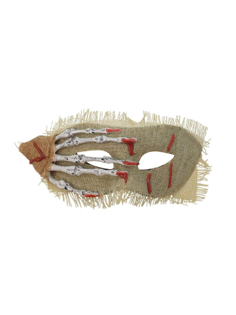 Masque pour les yeux vintage de main de squelette avec taches de sang