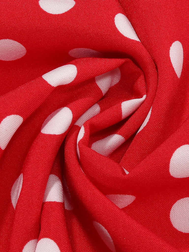 Robe Ceinturée Nœud Papillon Col Pois Années 1950