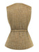 Gilet en tweed uni à boutons et ceinture années 1960
