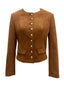 Veste à poches boutonnées en daim marron des années 1970