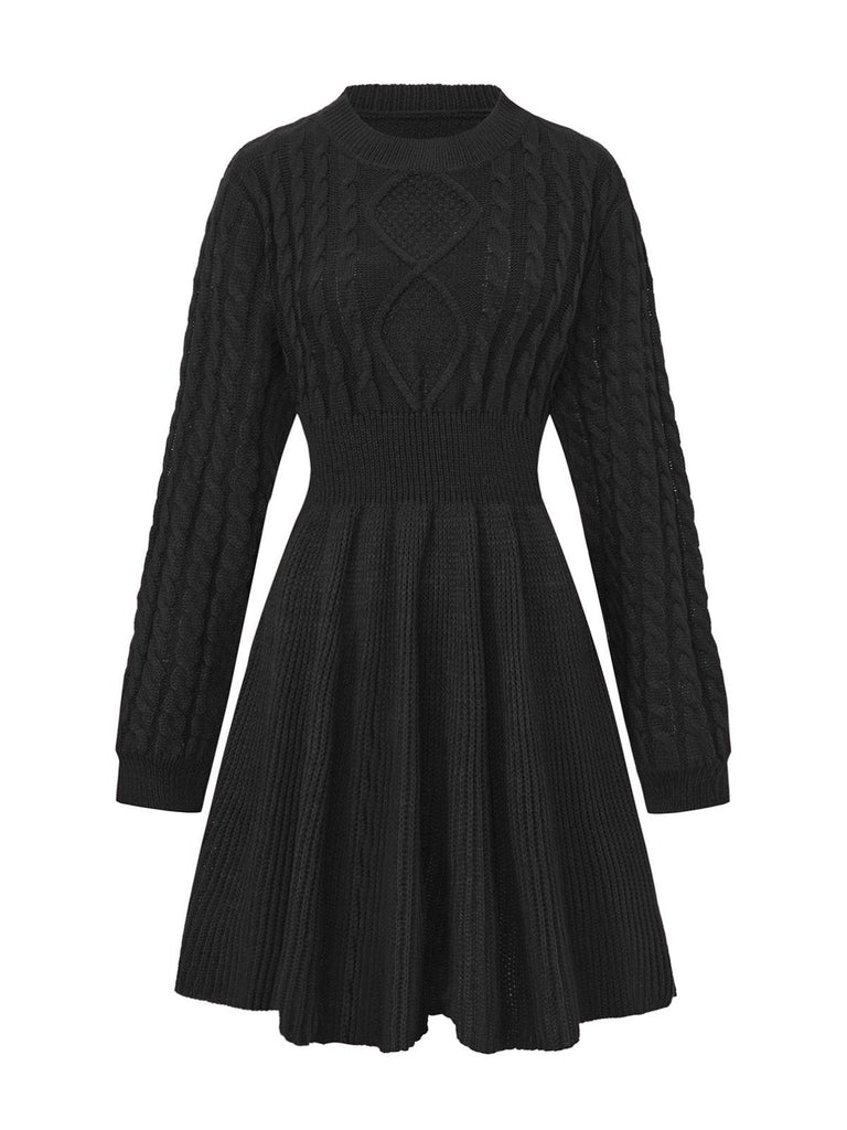 Robe pull manches lanternes en maille unie des années 1940