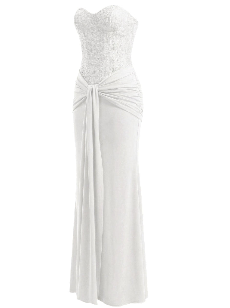 Robe longue bustier à lacets unie années 1930