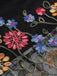 Robe noire en maille brodée de fleurs des années 1950